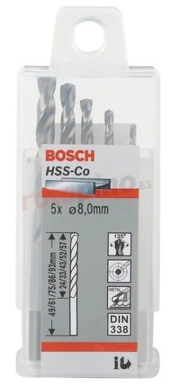 Brocas Metálicas HSS-Co, DIN 338 Bosch 2608585899 » Rotopino.es