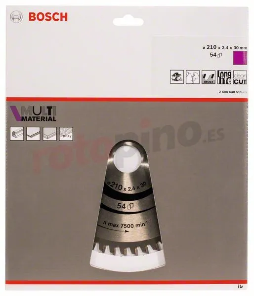 Hoja De Sierra Circular Multi Material 210x30mm T54 Bosch » Rotopino.es 4 Hoja De Sierra Circular Multi Material 210x30mm T54 Bosch » Rotopino.es - Imagen 2