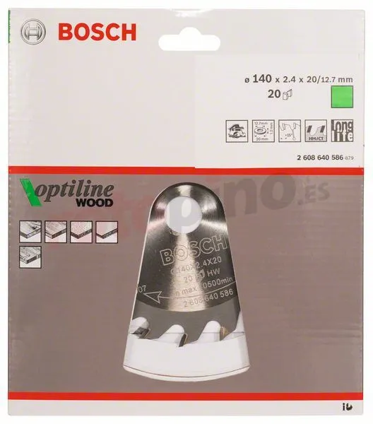 Hoja De Sierra Circular Optiline Wood 140x20/12,7mm T20 Bosch » Rotopino.es 4 Hoja De Sierra Circular Optiline Wood 140x20/12,7mm T20 Bosch » Rotopino.es - Imagen 2