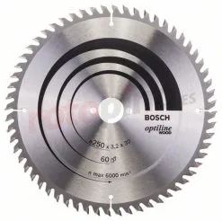 Hoja De Sierra Circular Optiline Wood 250x30mm T60 Bosch 2608640665 » Rotopino.es