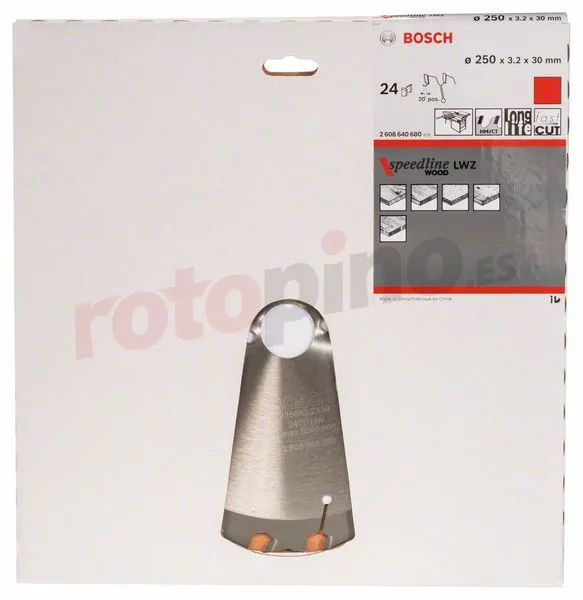Hoja De Sierra Circular Speedline Wood 250x30mm T24 Bosch » Rotopino.es 4 Hoja De Sierra Circular Speedline Wood 250x30mm T24 Bosch » Rotopino.es - Imagen 2