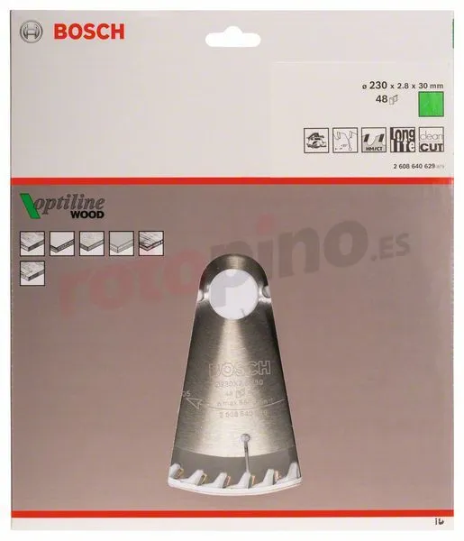 Hoja De Sierra Optiline Wood 230x30mm T48 Bosch » Rotopino.es 4 Hoja De Sierra Optiline Wood 230x30mm T48 Bosch » Rotopino.es - Imagen 2