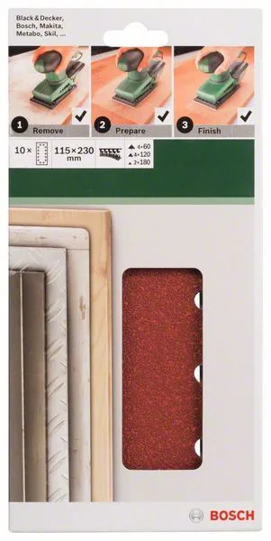 Juego De Papel De Lija De 10 Piezas Para Lijadoras Orbitales G60, 120, 180 Bosch 2609256B25 » Rotopino.es 4 Juego De Papel De Lija De 10 Piezas Para Lijadoras Orbitales G60, 120, 180 Bosch 2609256B25 » Rotopino.es - Imagen 2